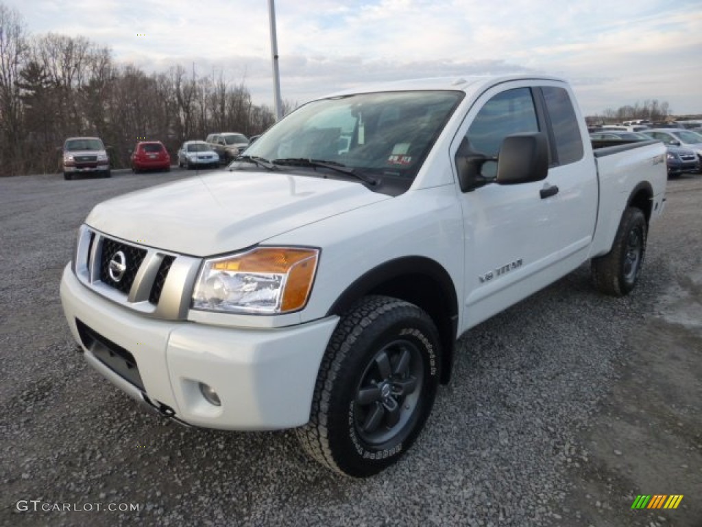 2013 Titan Pro-4X King Cab 4x4 - Glacier White / Pro 4X Charcoal photo #3