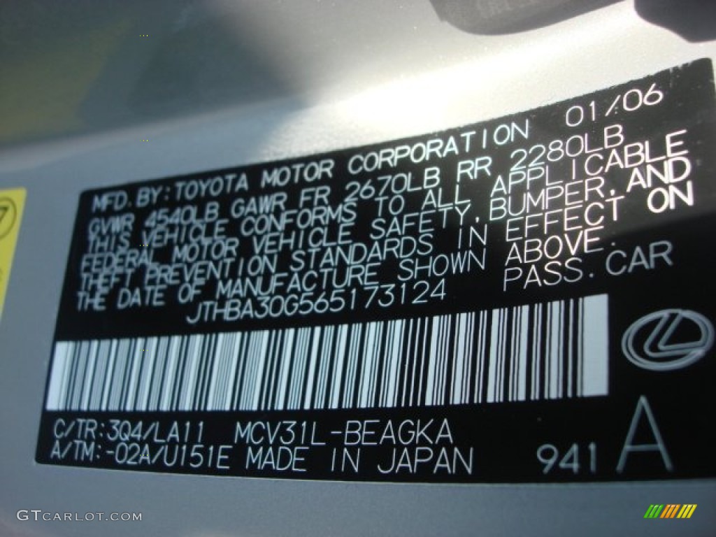 2006 ES Color Code 3Q4 for Alabaster Metallic Photo #76573720