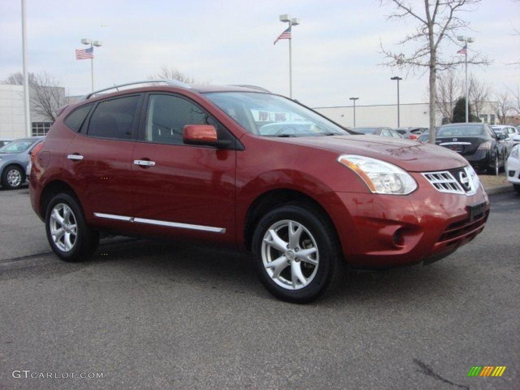 2011 Rogue SV - Cayenne Red / Black photo #2