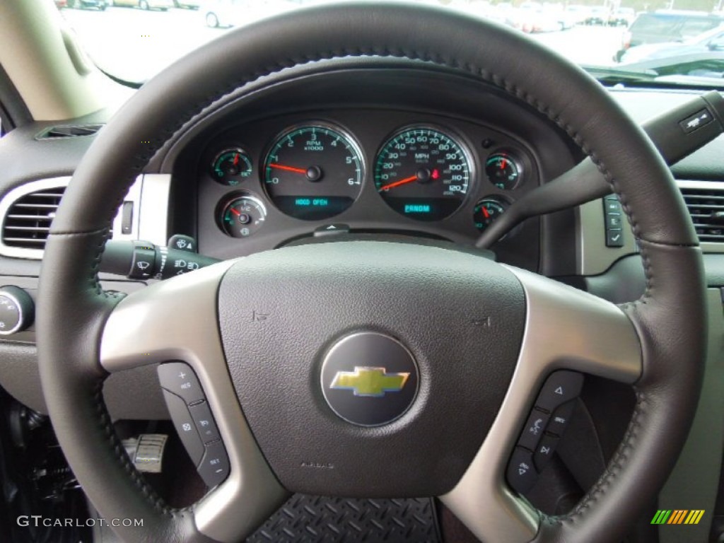 2013 Chevrolet Silverado 1500 LTZ Crew Cab 4x4 Ebony Steering Wheel Photo #76575517