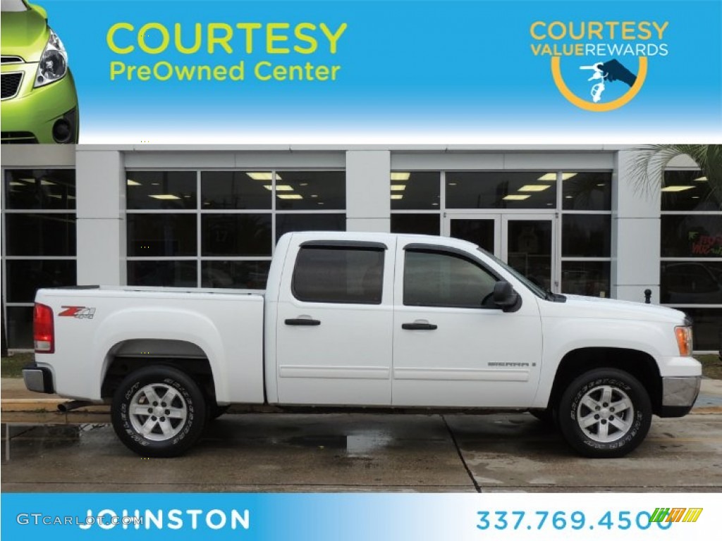 2008 Sierra 1500 SLE Crew Cab 4x4 - Summit White / Ebony photo #1