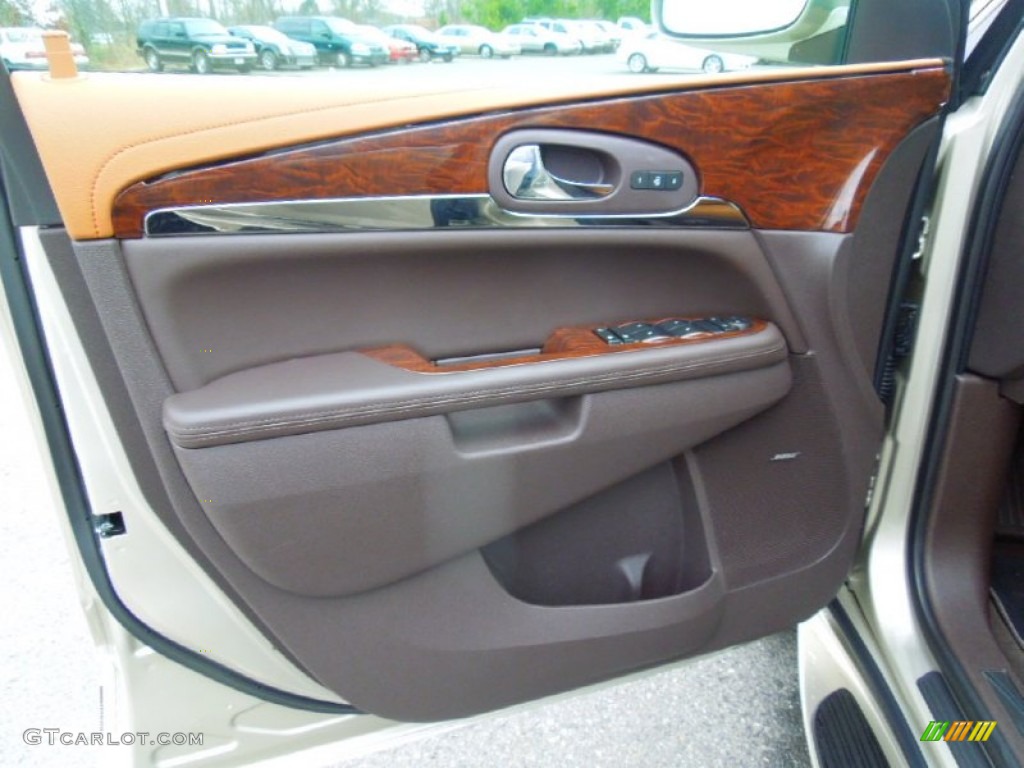2013 Buick Enclave Leather Choccachino Leather Door Panel Photo #76580668