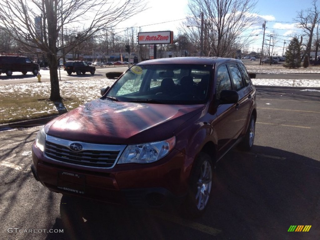 2009 Forester 2.5 X - Camellia Red Pearl / Platinum photo #1