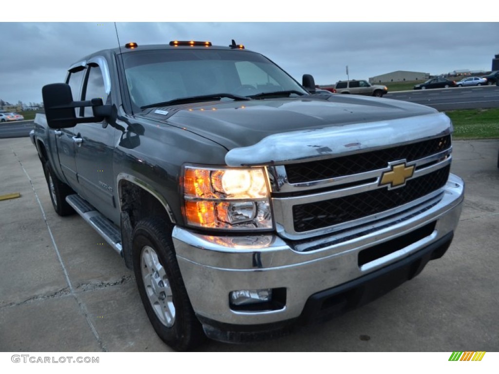 2011 Silverado 2500HD LT Crew Cab 4x4 - Steel Green Metallic / Light Cashmere/Ebony photo #11