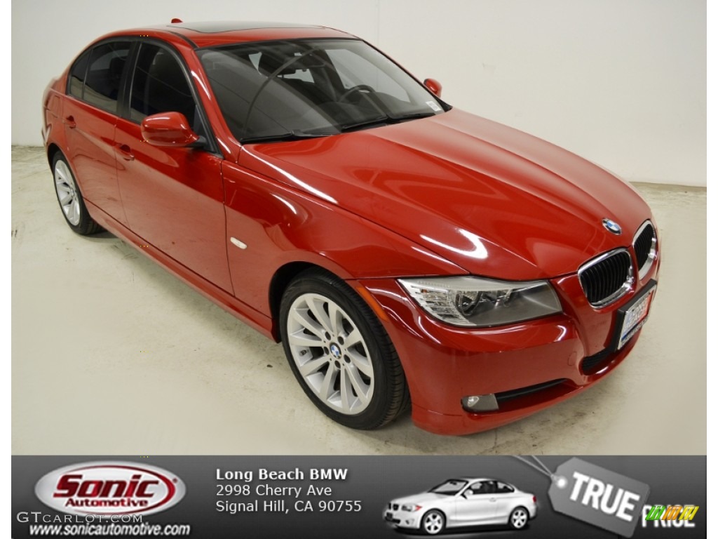 2009 3 Series 328i Sedan - Crimson Red / Black photo #1