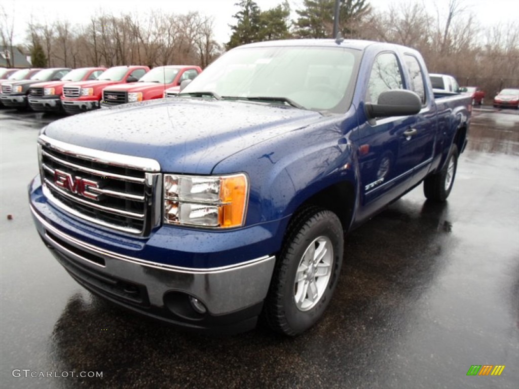 2013 Sierra 1500 SLE Extended Cab 4x4 - Heritage Blue Metallic / Ebony photo #1