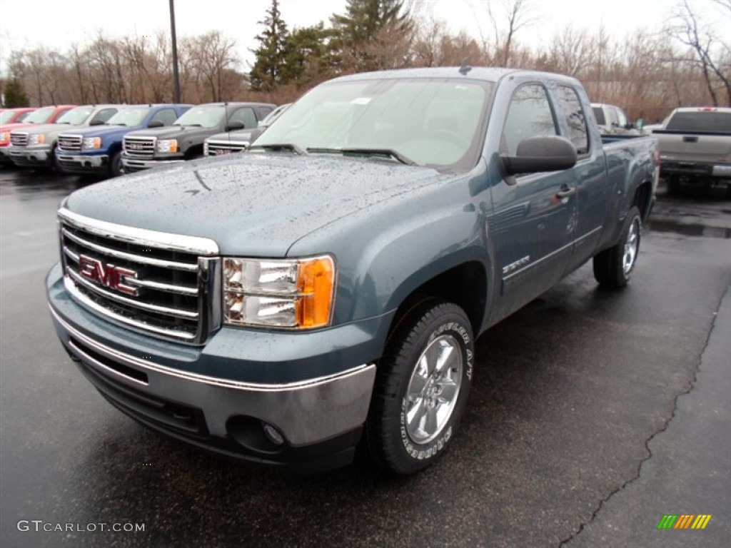 2013 Sierra 1500 SLE Extended Cab 4x4 - Stealth Gray Metallic / Ebony photo #1