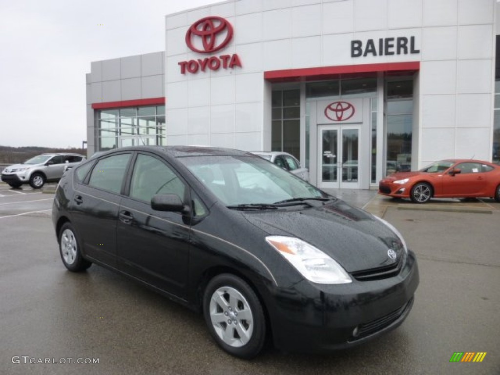 2005 Prius Hybrid - Black / Ivory/Brown photo #1