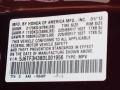  2013 Crosstour EX Basque Red Pearl II Color Code R548P