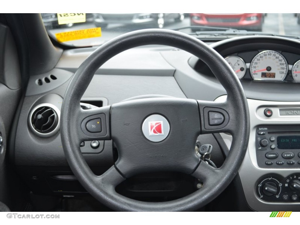 2005 Saturn ION 3 Quad Coupe Black Steering Wheel Photo #76598887