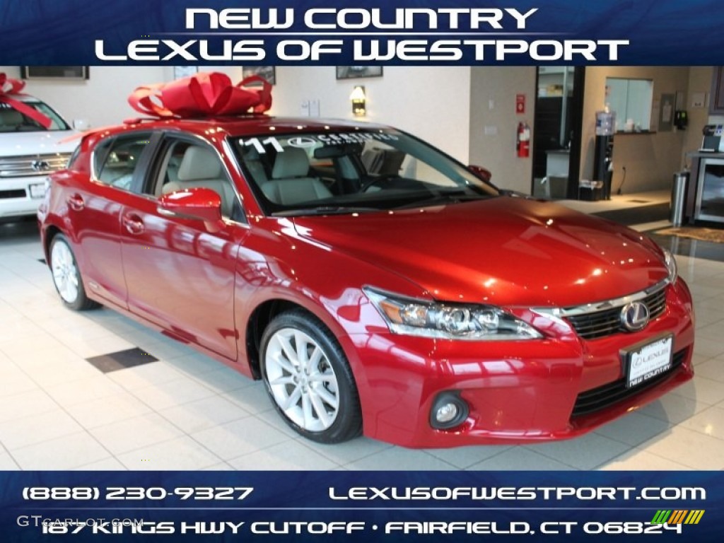 2011 CT 200h Hybrid Premium - Matador Red Mica / Ecru photo #1
