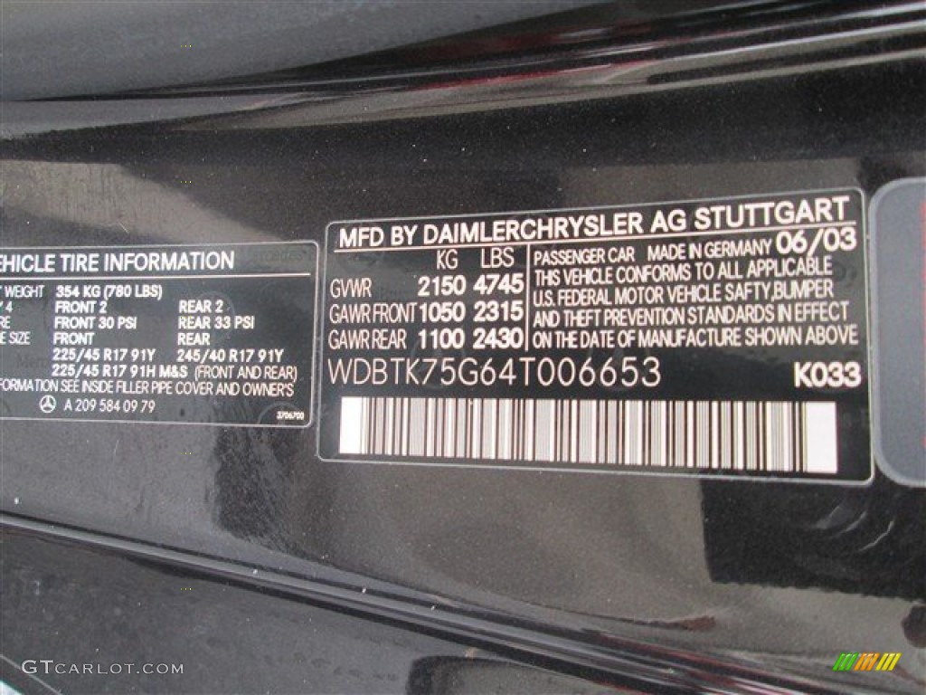 2004 CLK Color Code 033 for Mocha Black Metallic Photo #76602978