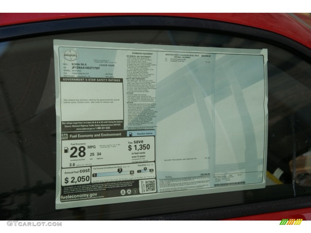 2013 Scion FR-S Sport Coupe Window Sticker Photo #76603654