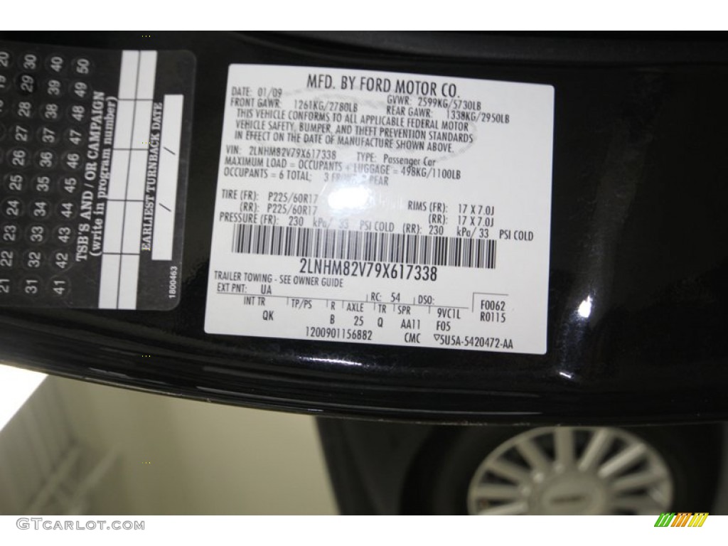 2009 Town Car Color Code UA for Black Photo #76604452
