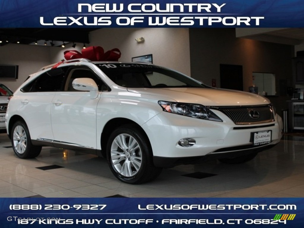 2010 RX 450h AWD Hybrid - Starfire White Pearl / Parchment/Brown Walnut photo #1
