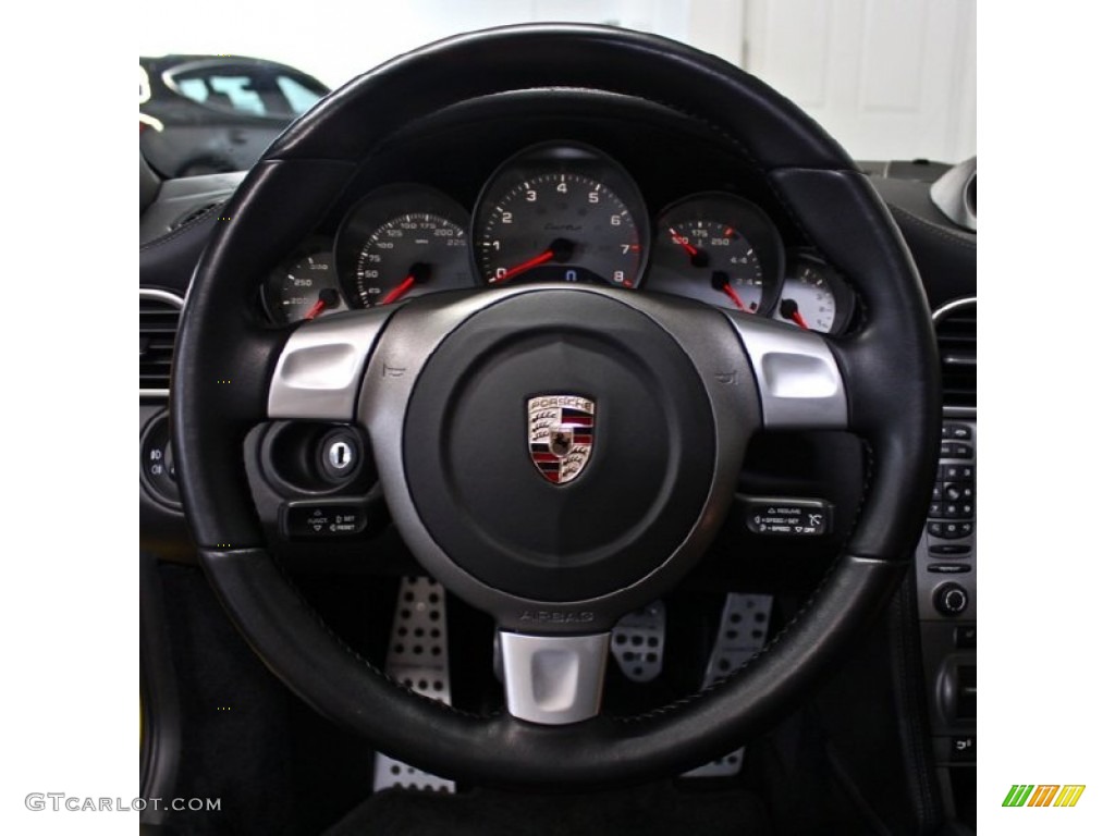 2007 Porsche 911 Turbo Coupe Black Steering Wheel Photo #76605129