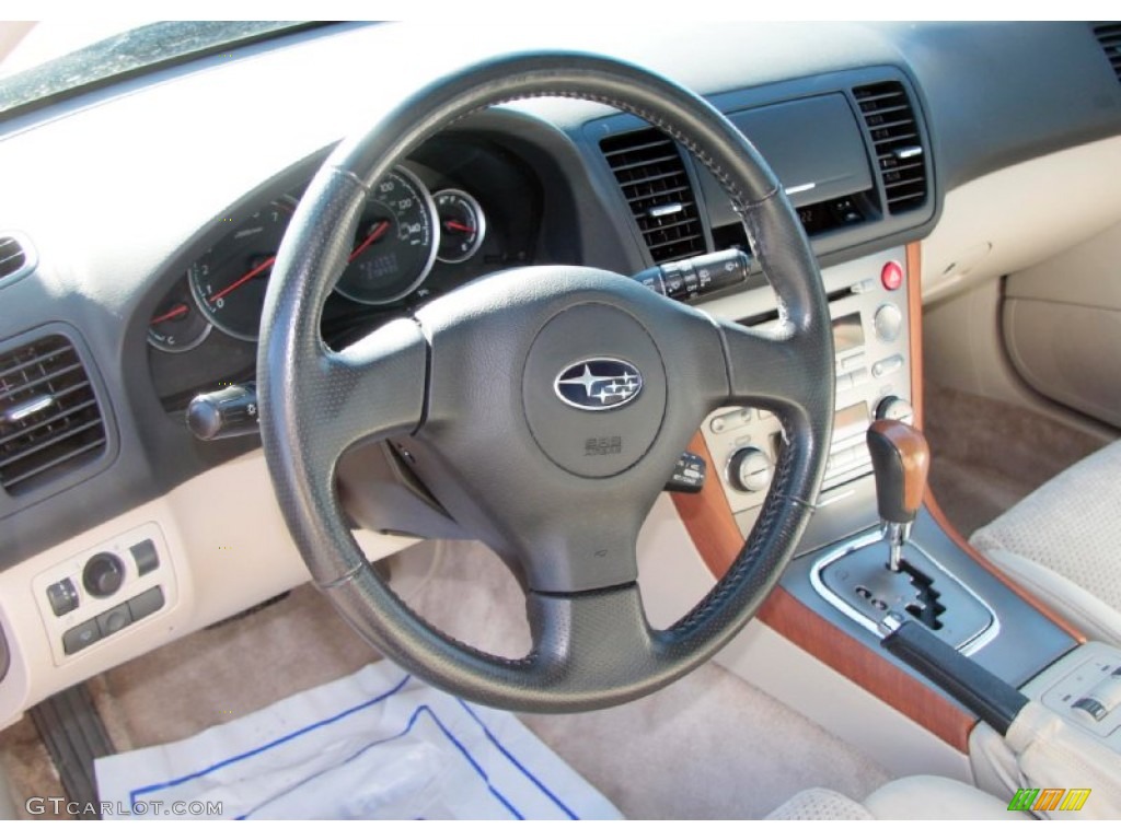 2006 Subaru Outback 3.0 R Wagon Taupe Steering Wheel Photo #76606390