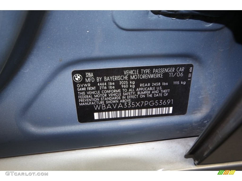 2007 BMW 3 Series 328i Sedan Info Tag Photo #76606627