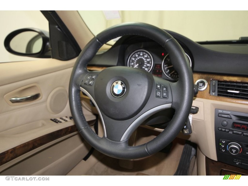 2007 BMW 3 Series 328i Sedan Beige Steering Wheel Photo #76607119