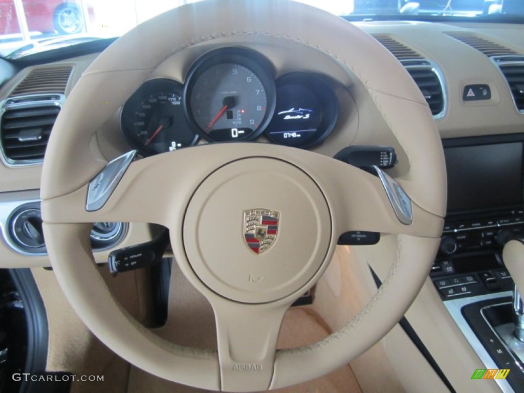2013 Porsche Boxster S Luxor Beige Steering Wheel Photo #76608205