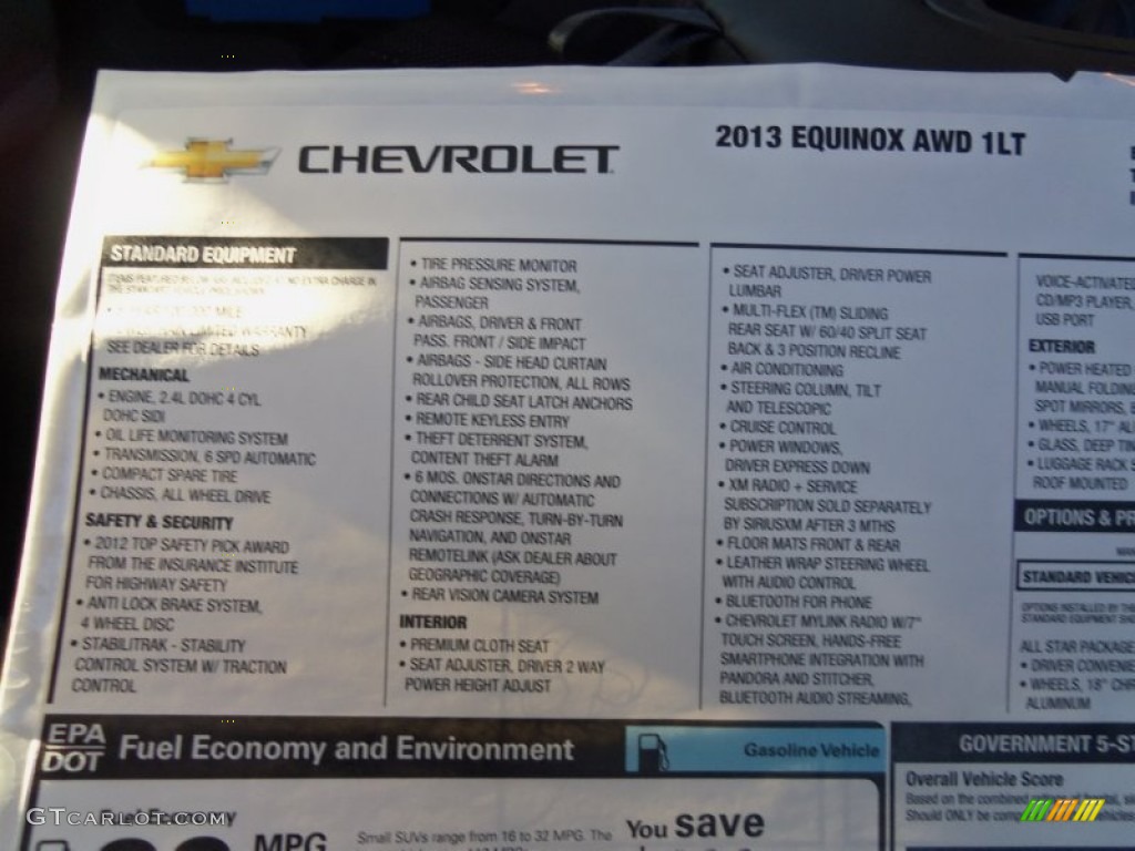 2013 Chevrolet Equinox LT AWD Window Sticker Photo #76612067