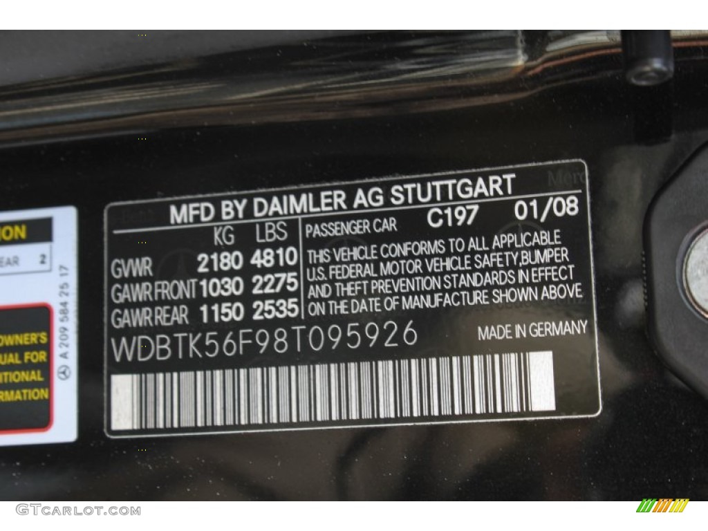 2008 CLK Color Code 197 for Obsidian Black Metallic Photo #76613661