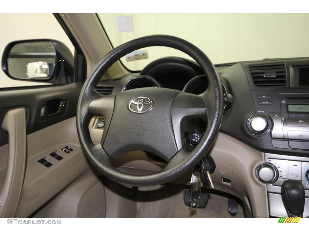 2010 Toyota Highlander Standard Highlander Model Sand Beige Steering Wheel Photo #76620844