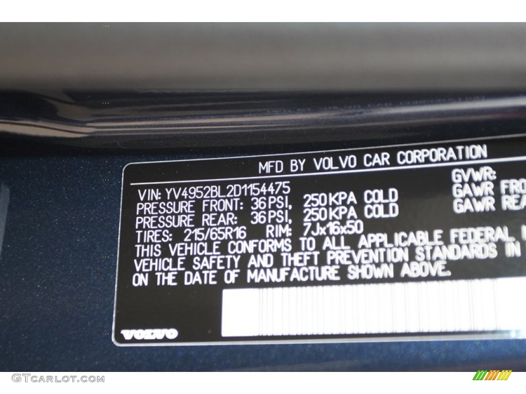 2013 Volvo XC70 3.2 Info Tag Photo #76625609