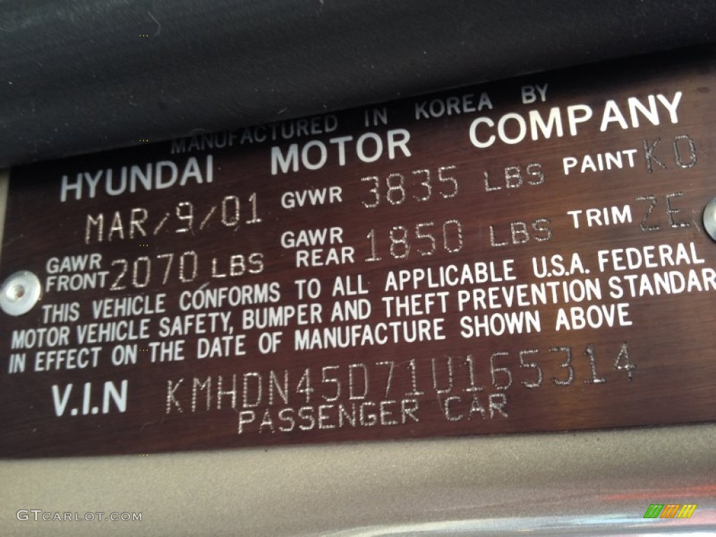 2001 Elantra GLS - Champagne / Beige photo #15