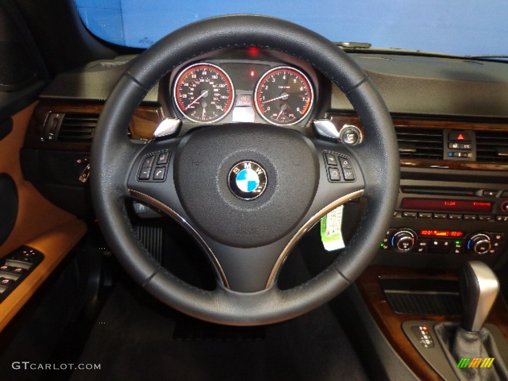 2010 BMW 3 Series 328i Convertible Saddle Brown Dakota Leather Steering Wheel Photo #76631820