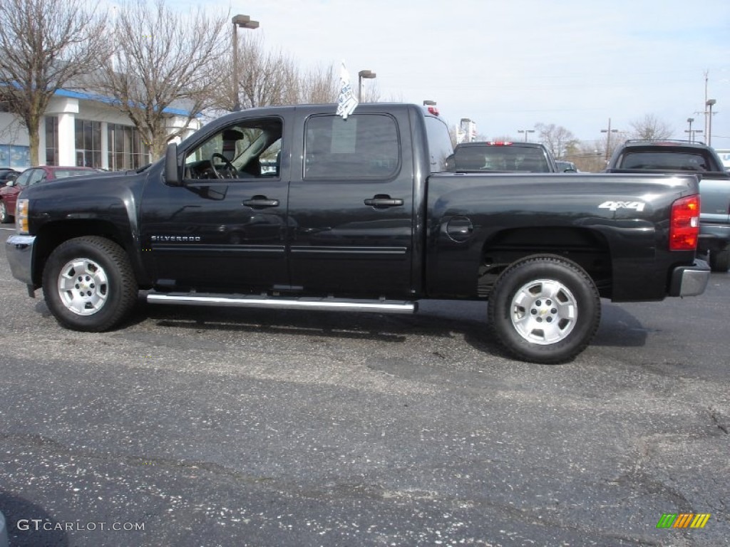 Black 2012 Chevrolet Silverado 1500 LT Crew Cab 4x4 Exterior Photo #76640154