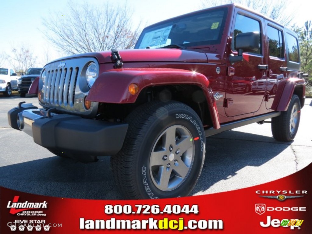 2013 Wrangler Unlimited Oscar Mike Freedom Edition 4x4 - Deep Cherry Red Crystal Pearl / Freedom Edition Black/Silver photo #1