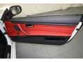 2010 BMW 3 Series Coral Red/Black Dakota Leather Interior Door Panel Photo