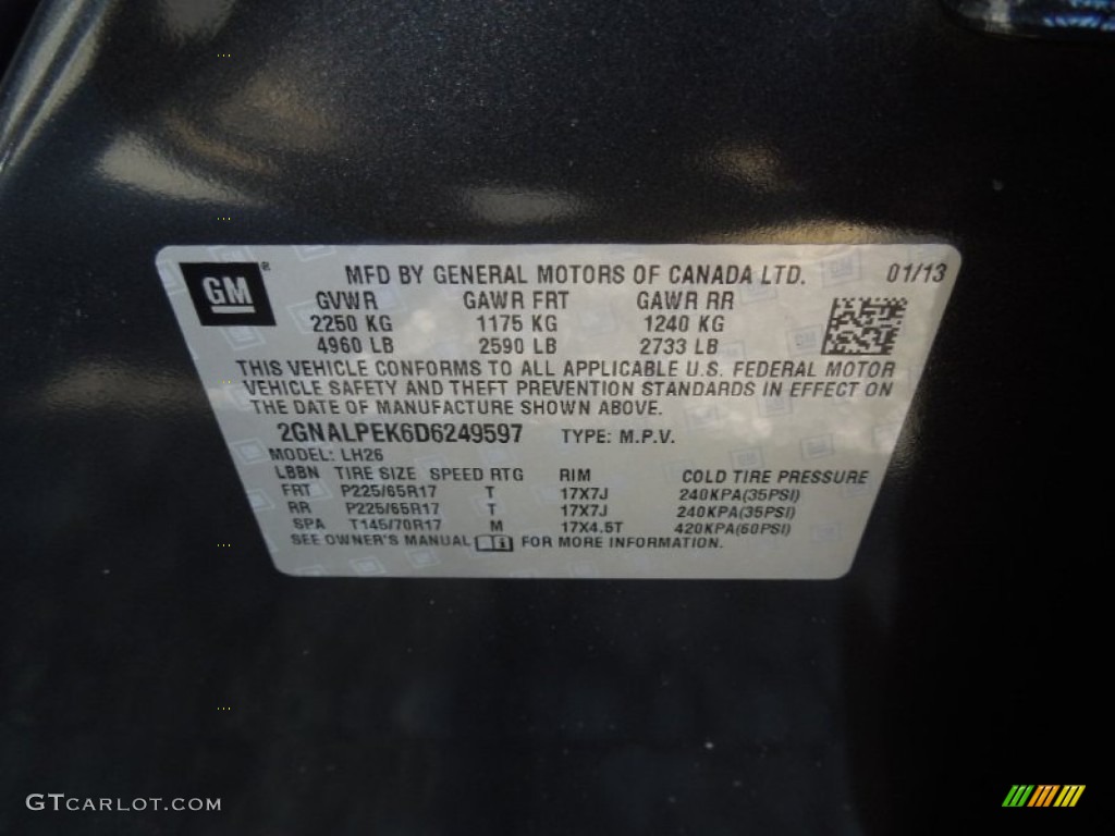 2013 Equinox LT - Ashen Gray Metallic / Jet Black photo #7