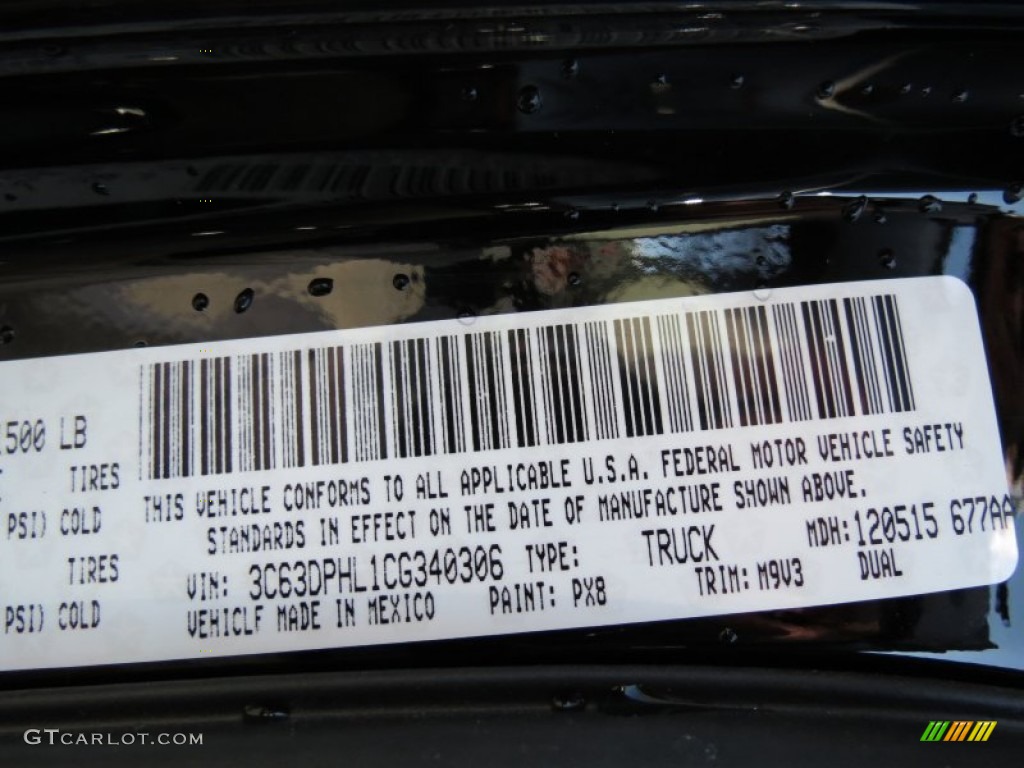 2012 Dodge Ram 3500 HD Big Horn Crew Cab Dually Color Code Photos