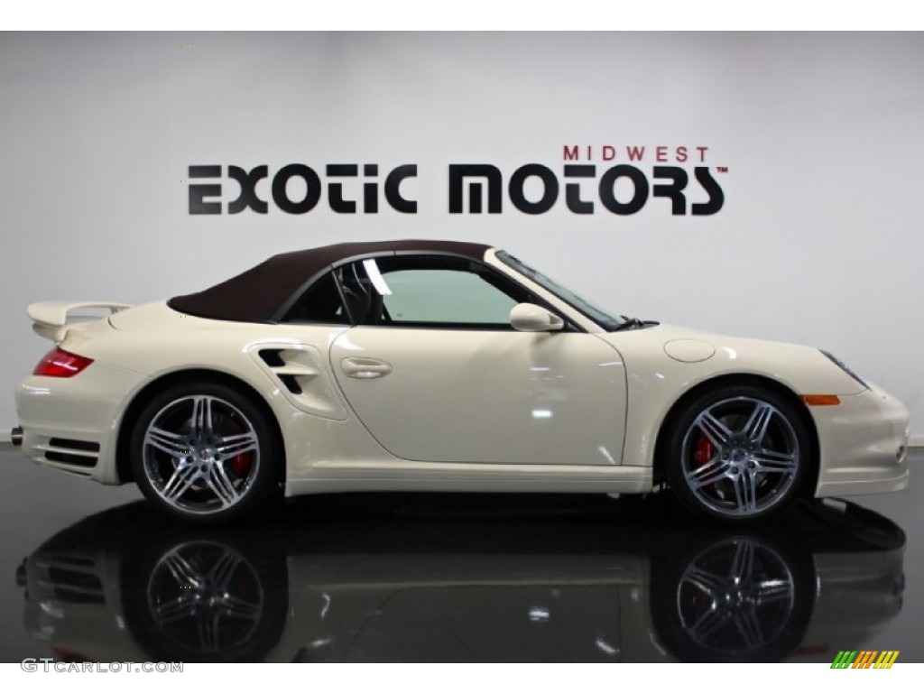 2009 911 Turbo Cabriolet - Cream White / Cocoa Brown photo #4