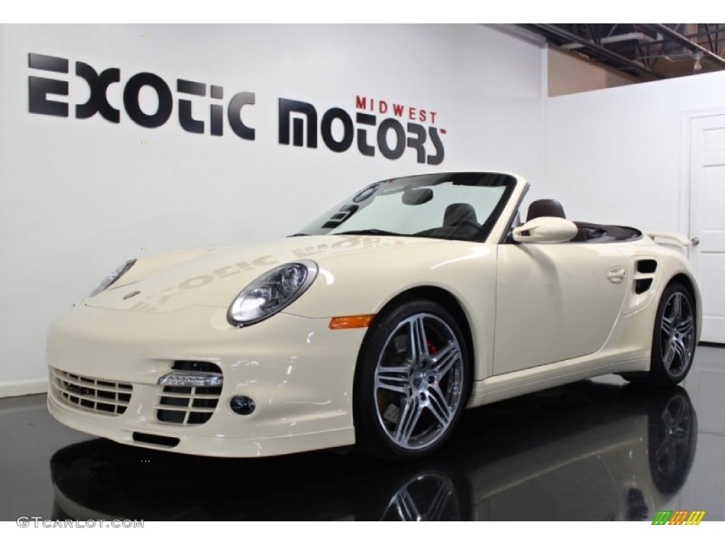 2009 911 Turbo Cabriolet - Cream White / Cocoa Brown photo #7