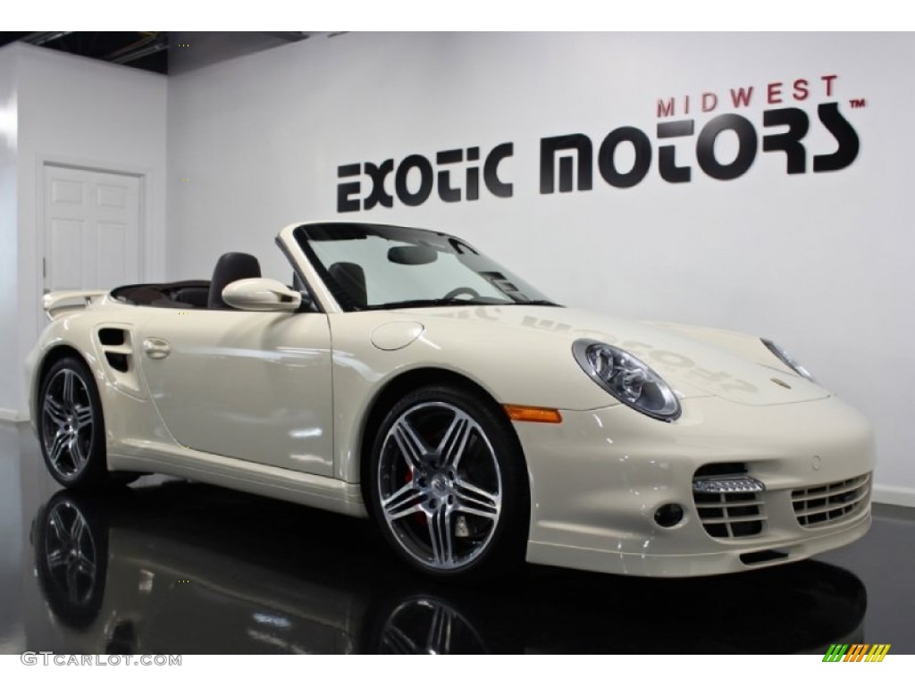 2009 911 Turbo Cabriolet - Cream White / Cocoa Brown photo #8