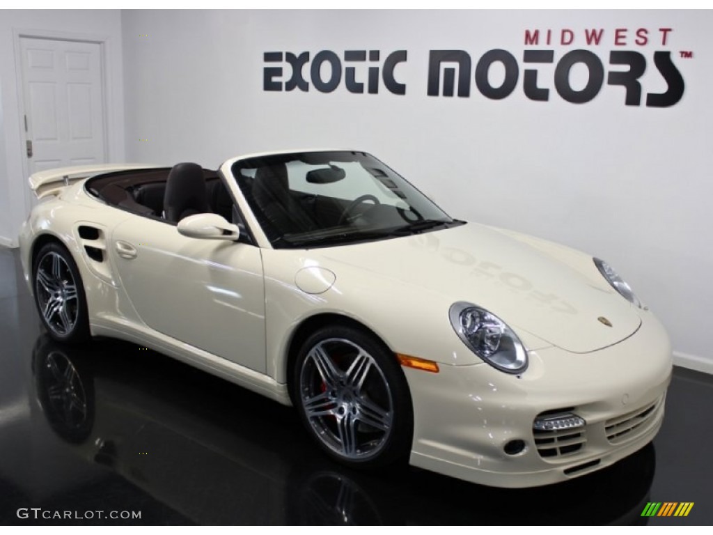2009 911 Turbo Cabriolet - Cream White / Cocoa Brown photo #12