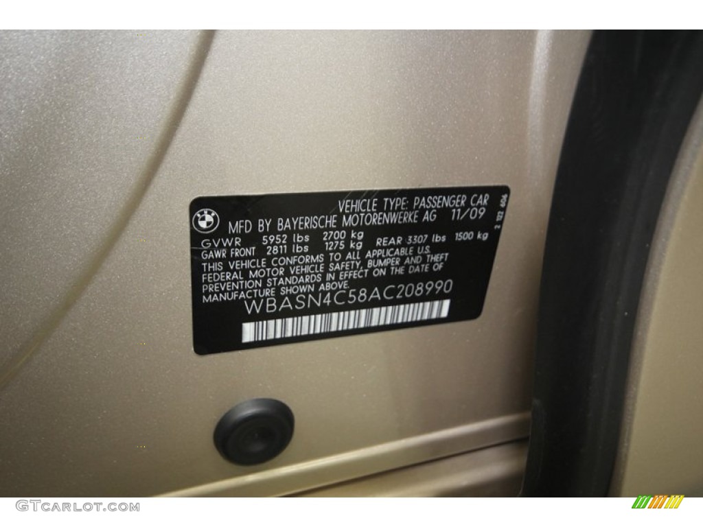 2010 BMW 5 Series 550i Gran Turismo Info Tag Photo #76646840