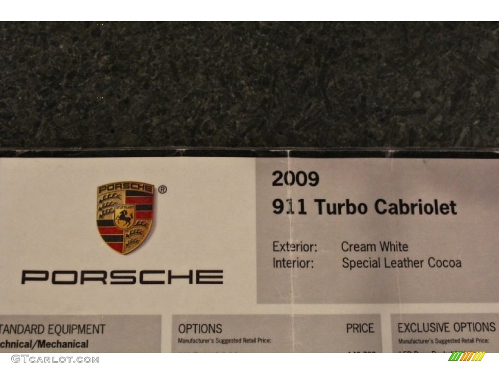 2009 Porsche 911 Turbo Cabriolet Window Sticker Photo #76647689