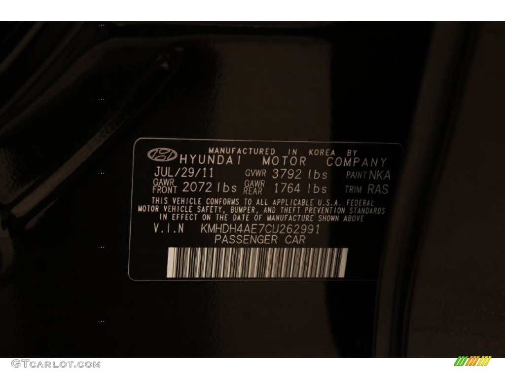2012 Elantra GLS - Black Noir Pearl / Gray photo #17