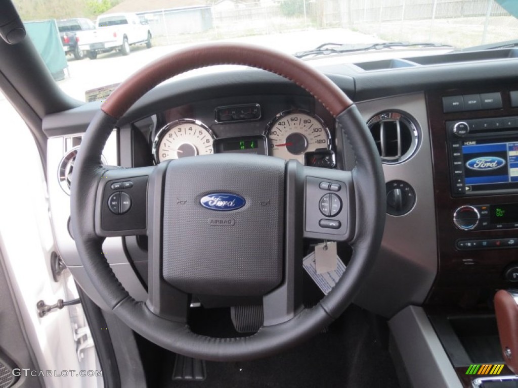 2013 Ford Expedition EL King Ranch 4x4 King Ranch Charcoal Black/Chaparral Leather Steering Wheel Photo #76655603