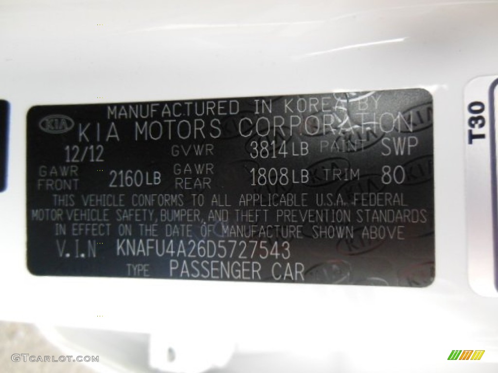 2013 Forte Color Code SWP for Snow White Pearl Photo #76656447