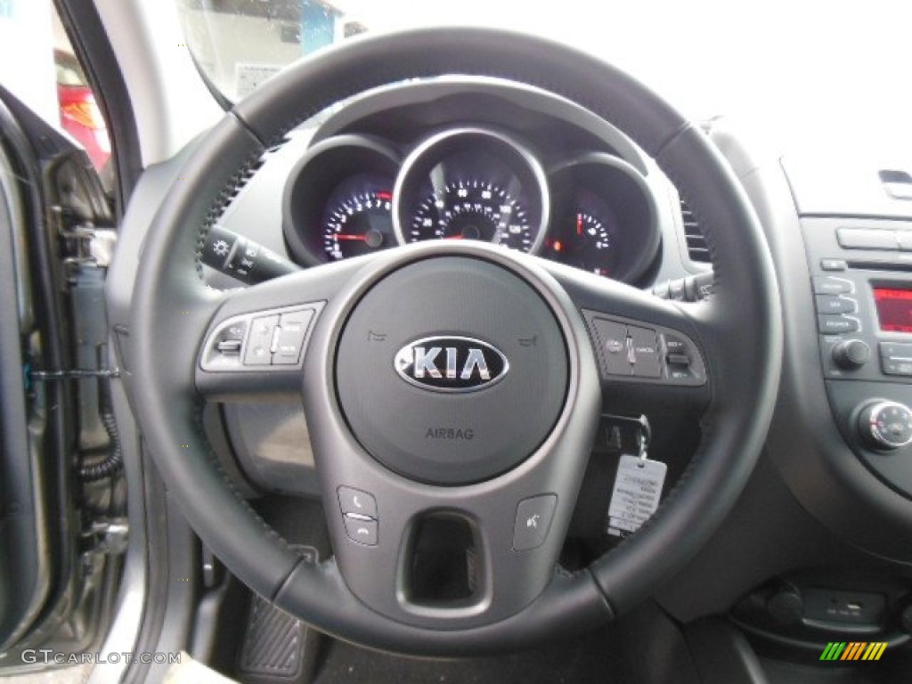 2013 Kia Soul + Black Soul Logo Cloth Steering Wheel Photo #76657518