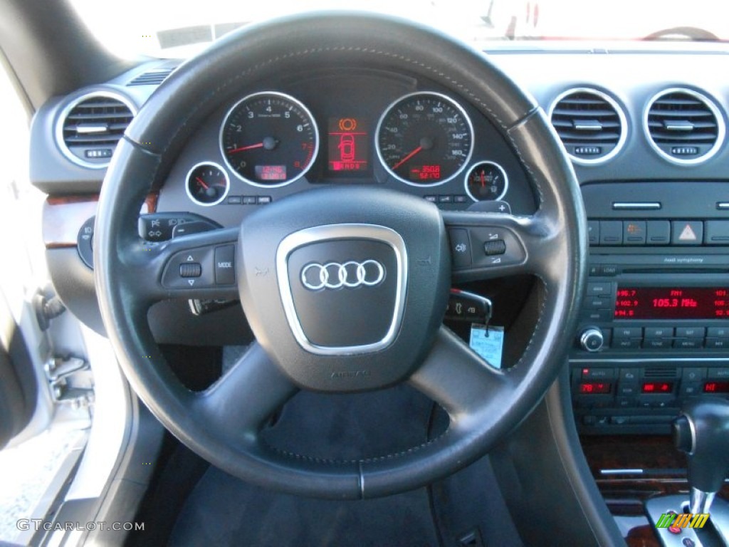 2008 Audi A4 3.2 quattro Cabriolet Black Steering Wheel Photo #76657815