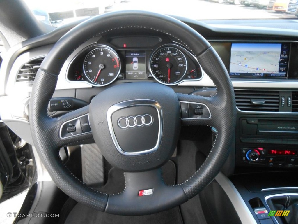 2010 Audi A5 2.0T quattro Coupe Black Steering Wheel Photo #76658733