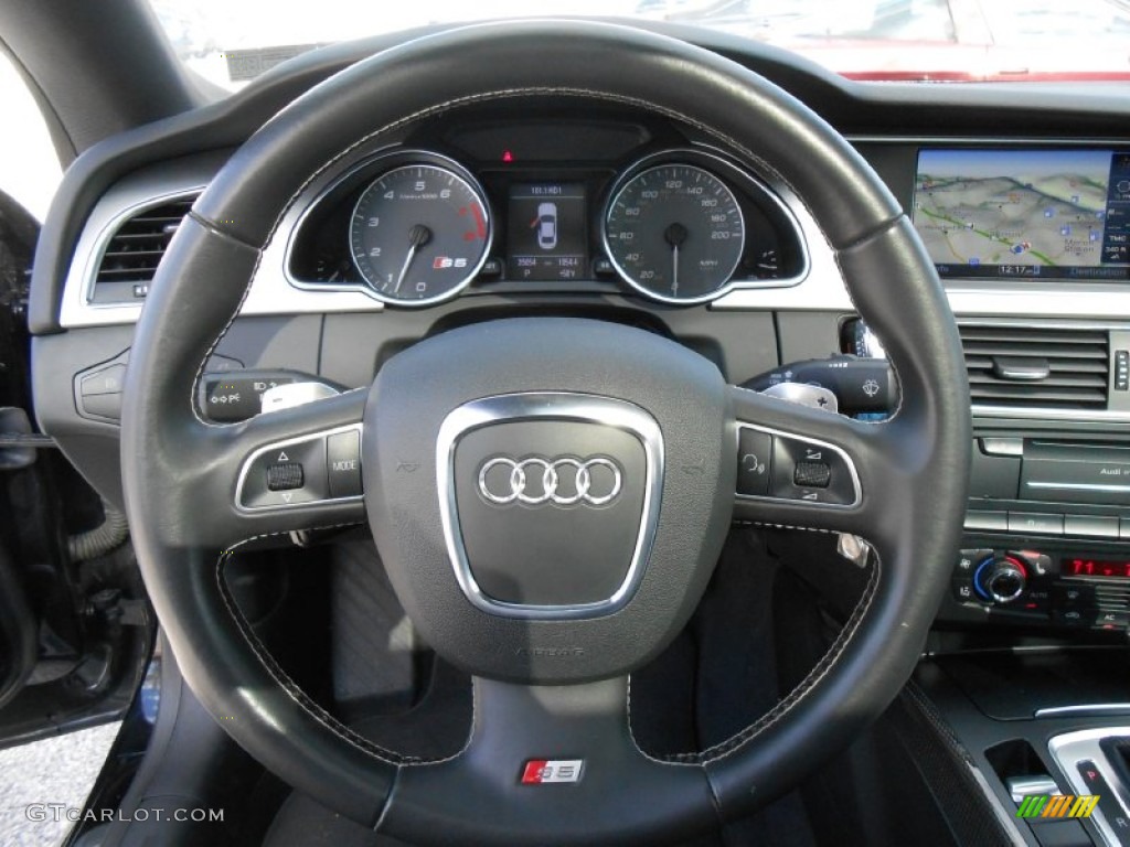 2011 Audi S5 4.2 FSI quattro Coupe Black Silk Nappa Leather Steering Wheel Photo #76659327