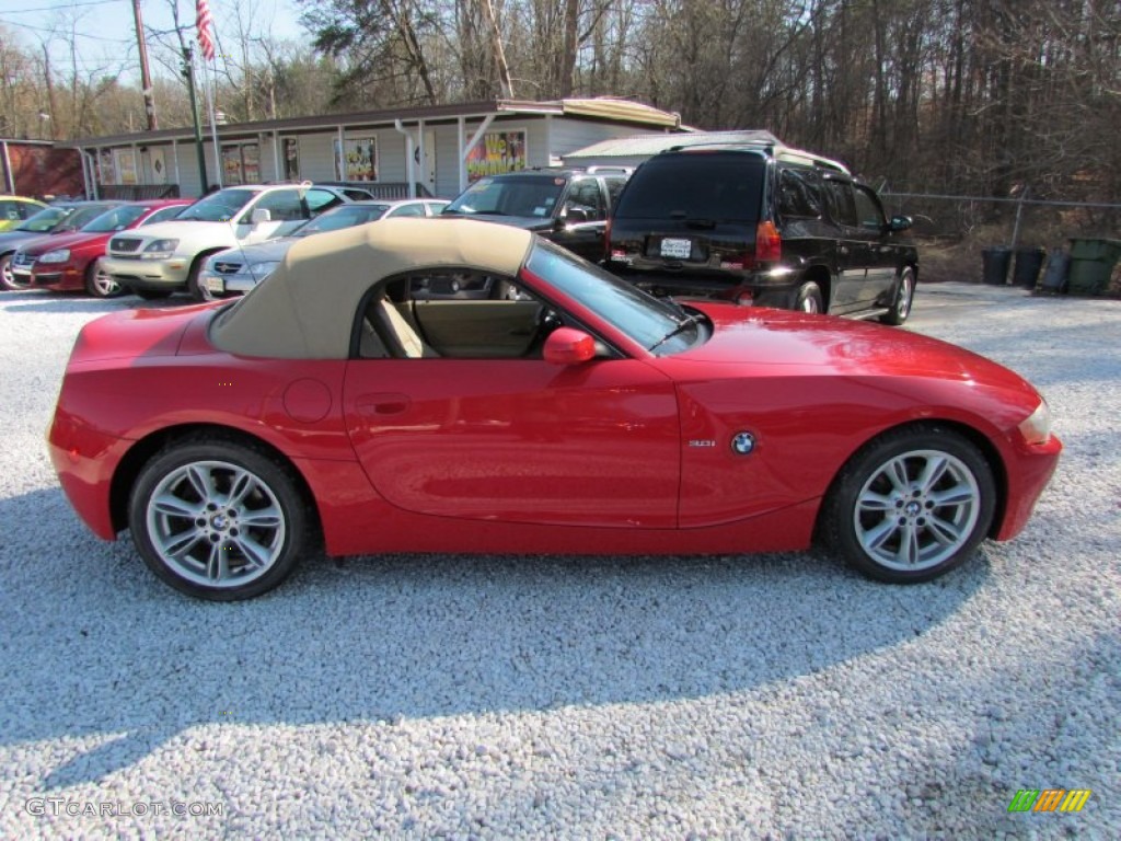 2004 Z4 3.0i Roadster - Bright Red / Beige photo #3