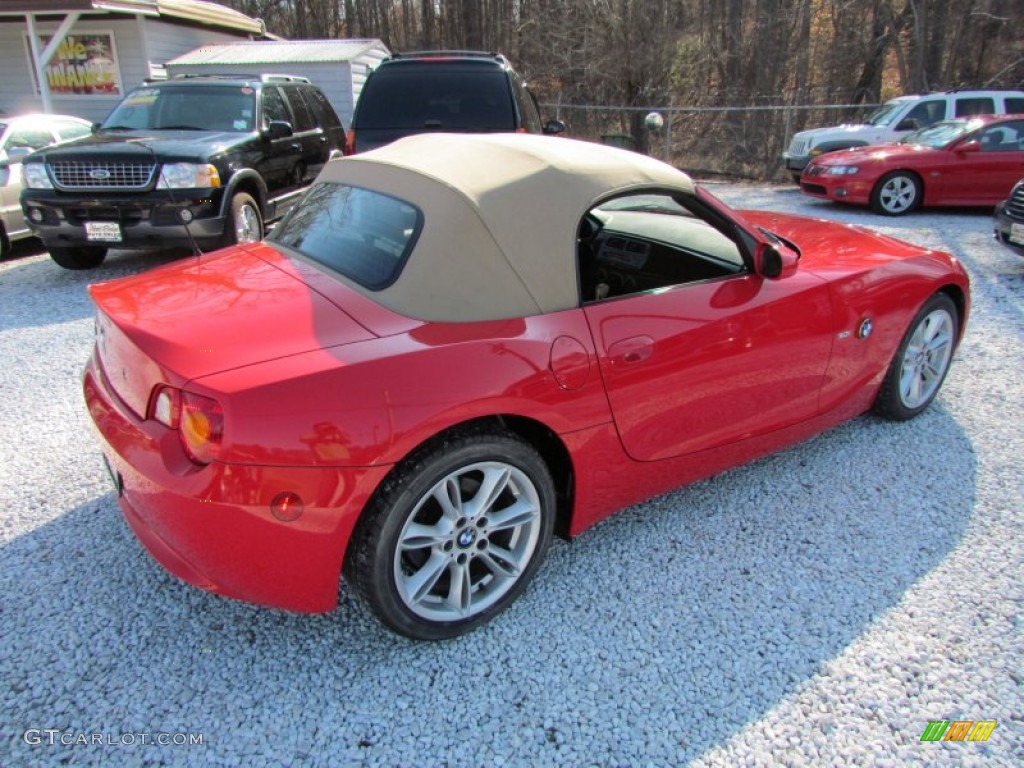 2004 Z4 3.0i Roadster - Bright Red / Beige photo #4